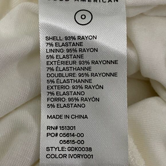 Good American Nude/Taupe Strong Shoulder Wrap Dress Plunging V-Neck Size 0 - Picture 10 of 11